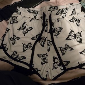 Black and White Butterfly Print Shorts
